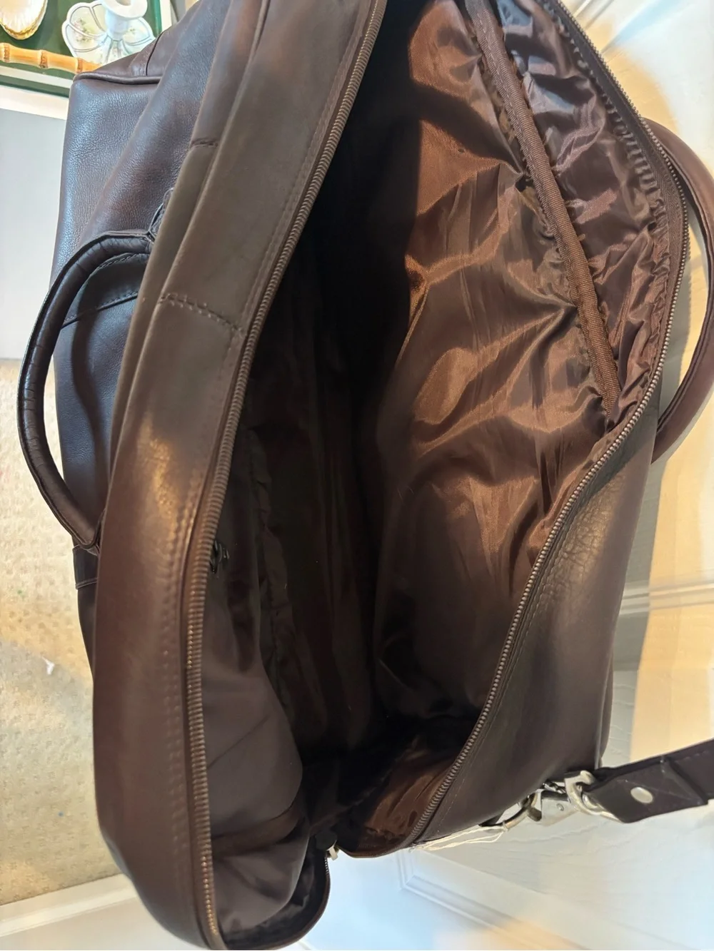 Men's Leather Weekender Duffel Bag - Brown